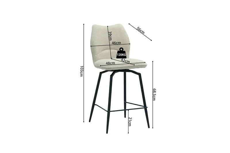 Chaises de Bar LYARA en Tissu - 48 x 56 cm