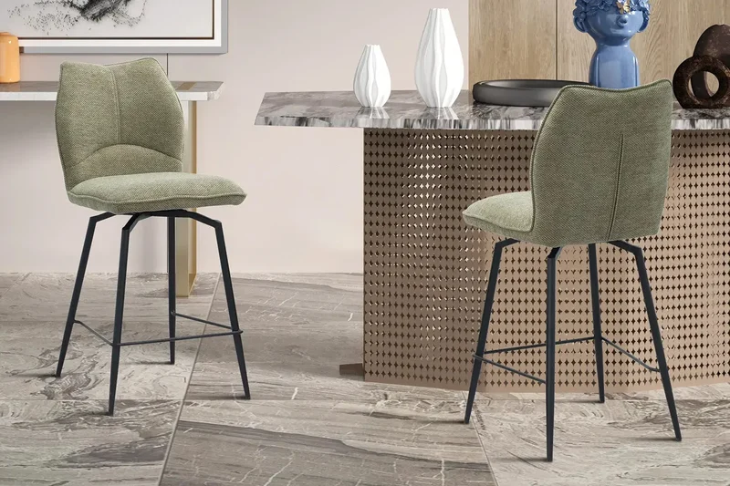 Chaises de Bar LYARA en Tissu - 48 x 56 cm