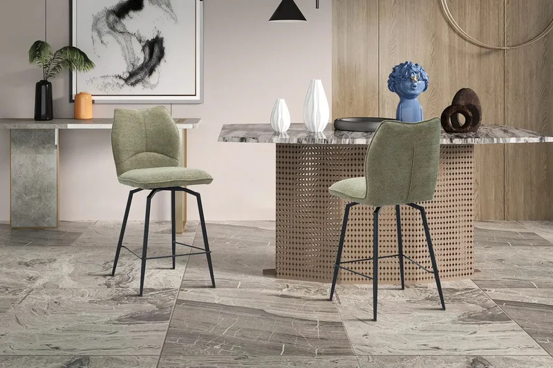 Chaises de Bar LYARA en Tissu - 48 x 56 cm