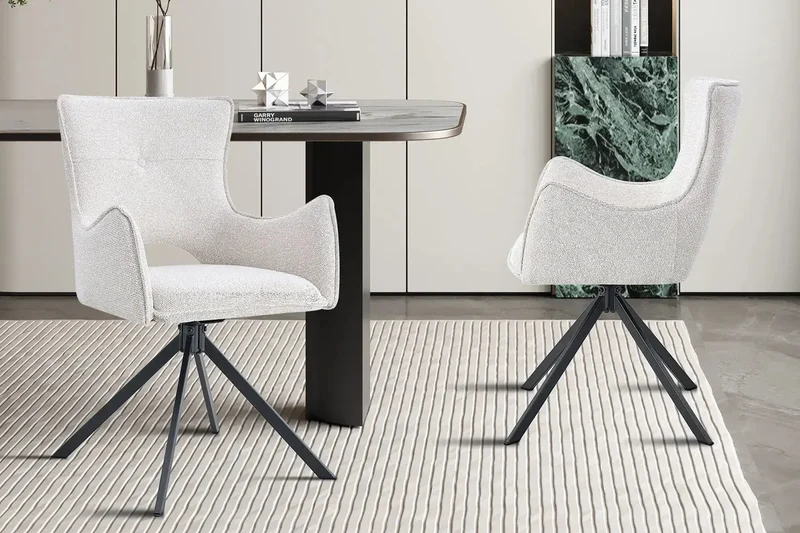 Chaises Pivotantes de Salle à Manger avec Accoudoirs BILY en Tissu - 57,5 x 60 cm