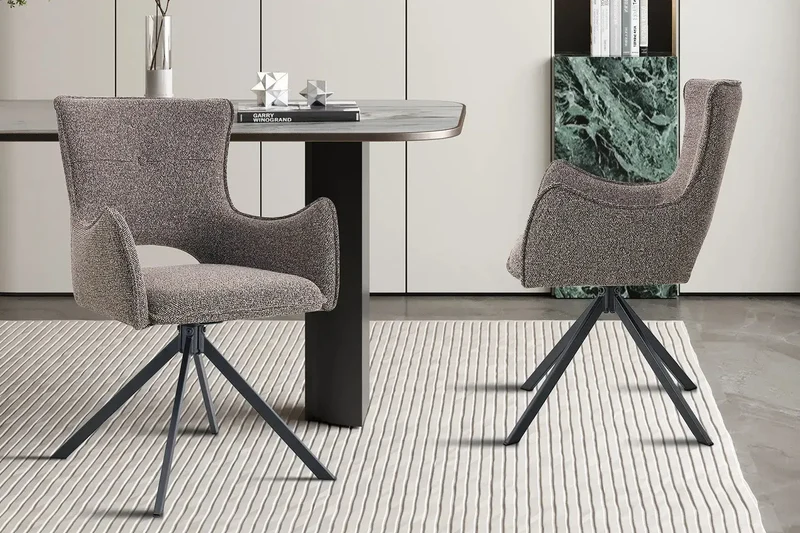 Chaises Pivotantes de Salle à Manger avec Accoudoirs BILY en Tissu - 57,5 x 60 cm