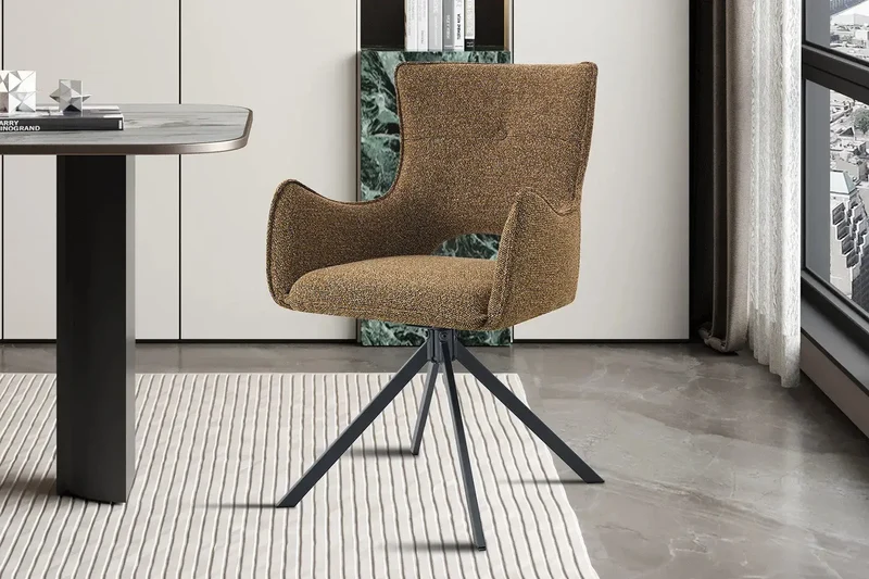 Chaises Pivotantes de Salle à Manger avec Accoudoirs BILY en Tissu - 57,5 x 60 cm