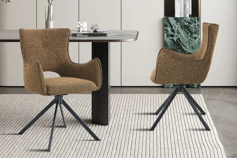 Chaises Pivotantes de Salle à Manger avec Accoudoirs BILY en Tissu - 57,5 x 60 cm