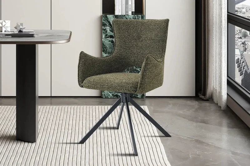 Chaises Pivotantes de Salle à Manger avec Accoudoirs BILY en Tissu - 57,5 x 60 cm