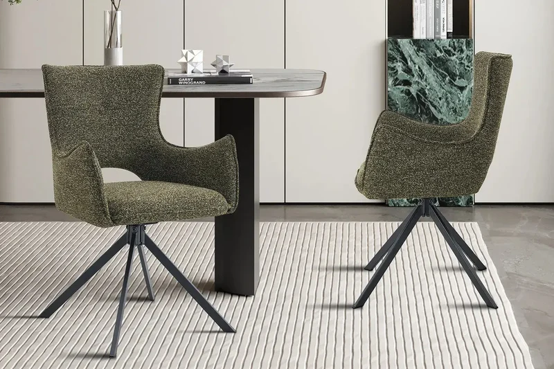 Chaises Pivotantes de Salle à Manger avec Accoudoirs BILY en Tissu - 57,5 x 60 cm