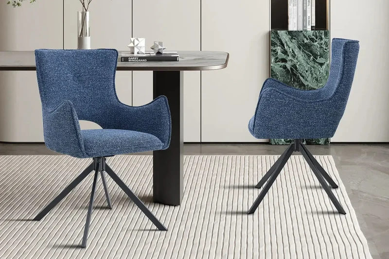 Chaises Pivotantes de Salle à Manger avec Accoudoirs BILY en Tissu - 57,5 x 60 cm