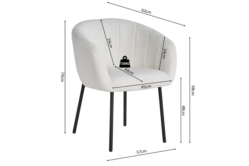Chaises de Salle à Manger SAVINA avec Accoudoirs - 57 x 62 cm