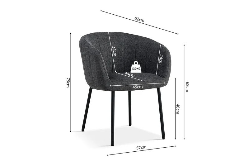 Chaises de Salle à Manger SAVINA avec Accoudoirs - 57 x 62 cm