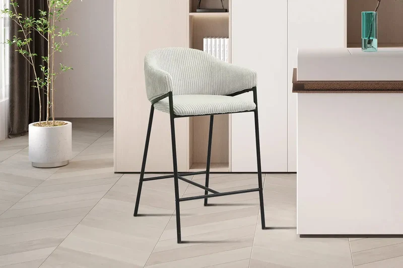 Chaises de Bar HINAYA en Velours Côtelé - 54 x 59 cm