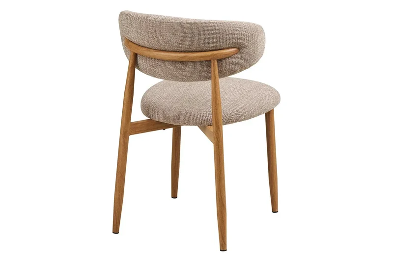 Chaise de Salle à Manger LEVANTO Effet Bois et Tissu Écru - 46 x 44 cm