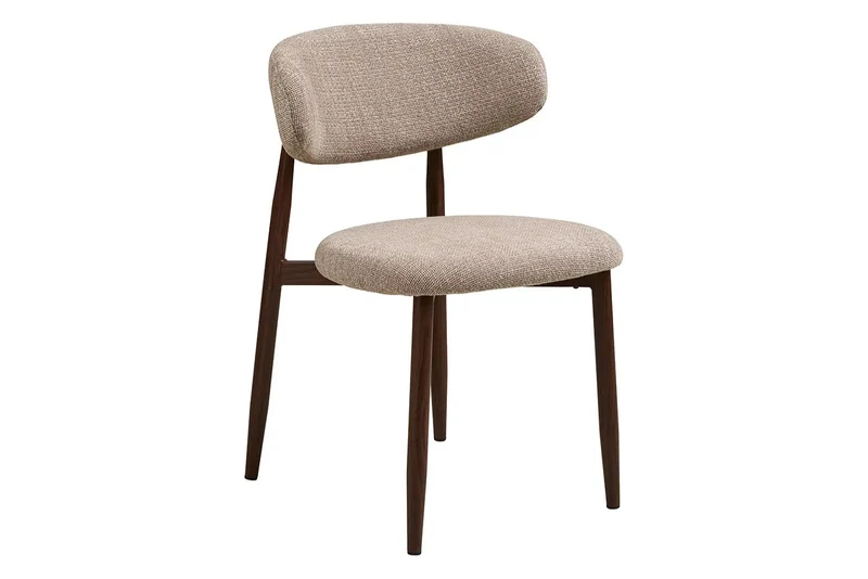 Chaise de Salle à Manger LEVANTO Effet Bois et Tissu Écru - 46 x 44 cm