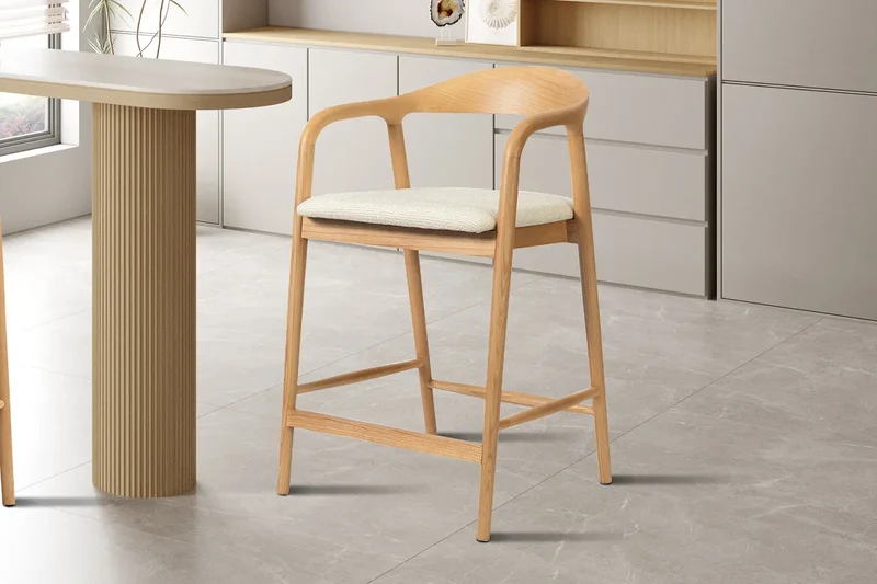 Chaise de Bar CLARA en Bois de Frêne - 55.5 x 57.5 cm