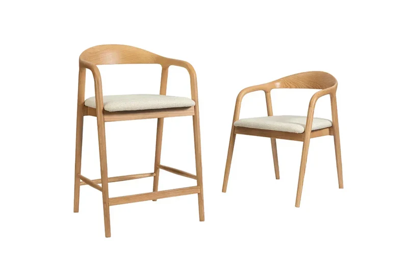 Chaise de Bar CLARA en Bois de Frêne - 55.5 x 57.5 cm