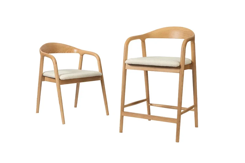 Chaise de Bar CLARA en Bois de Frêne - 55.5 x 57.5 cm