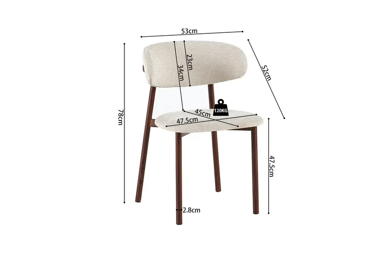 Chaise de Salle à Manger COYA - 53 x 52 cm