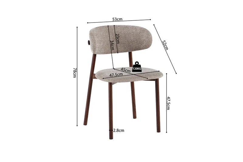 Chaise de Salle à Manger COYA - 53 x 52 cm