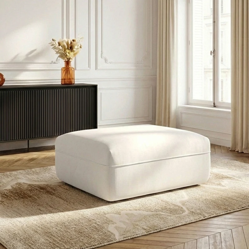 Pouf BOBOCHIC Luigi en tissu lisse beige