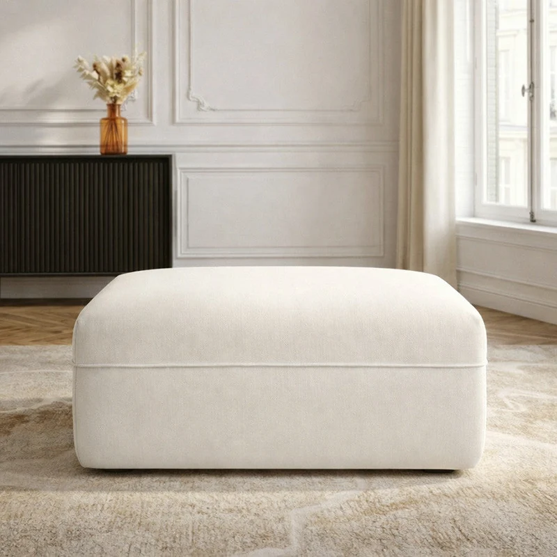 Pouf BOBOCHIC Luigi en tissu lisse beige