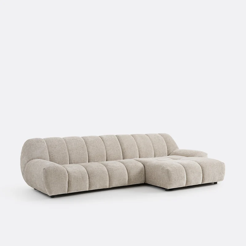 Canapé angle droit LA REDOUTE NURIA 4 places velours taupe