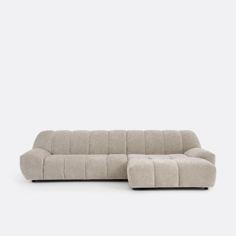 Canapé angle droit LA REDOUTE NURIA 4 places velours taupe
