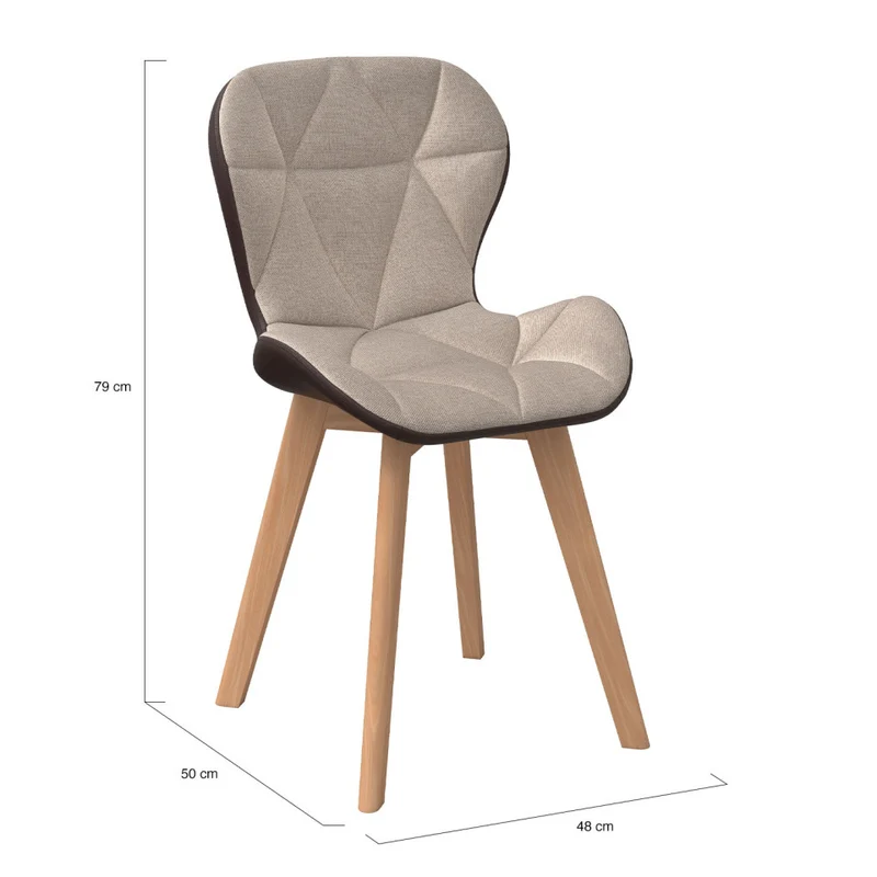 Lot de 2 chaises Gladys taupe et marron