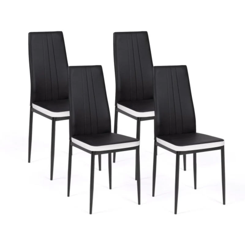 Lot de 6 chaises Jodie Noir/Blanc