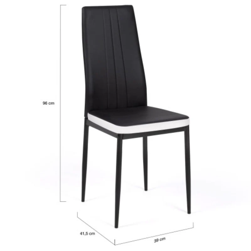 Lot de 6 chaises Jodie Noir/Blanc
