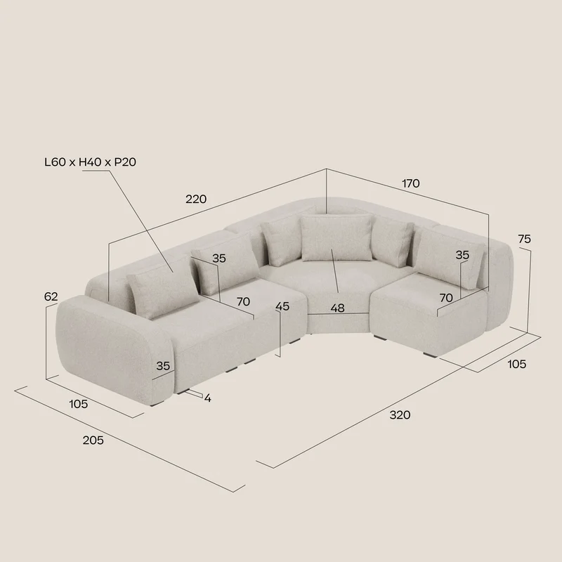 BonBon canapé modulable d’angle - Édition Grande Fratello