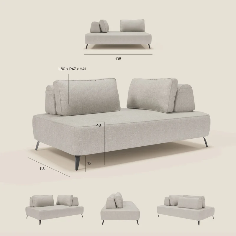 Volta Canapé modulable avec dossiers amovibles en tissu chenillé T06 vert