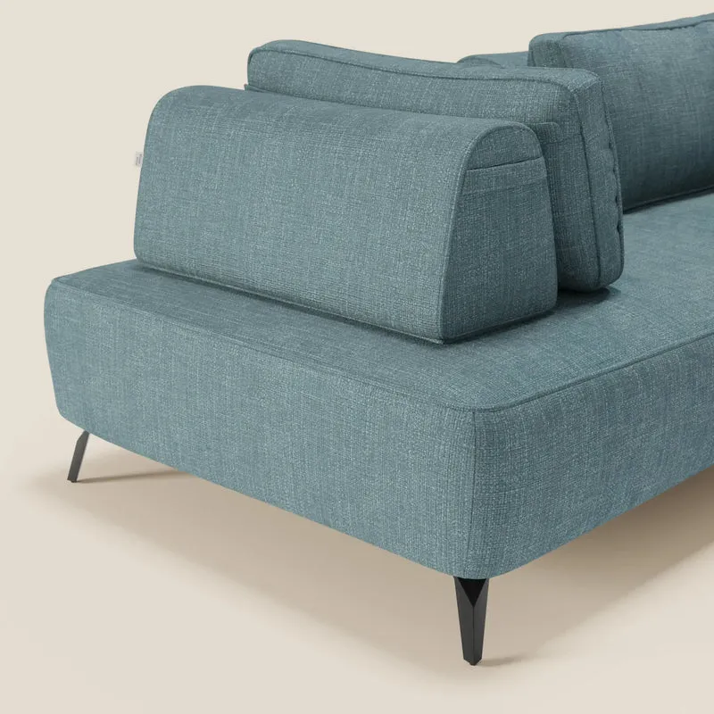 Volta Canapé modulable avec dossiers amovibles en tissu chenillé T06 bleu ciel