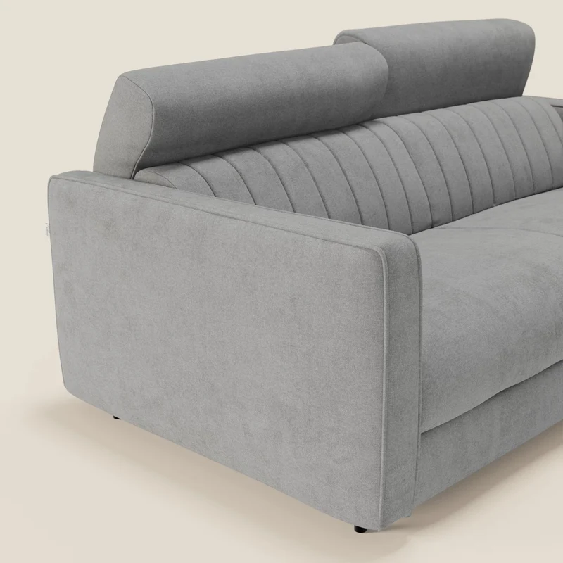 Nivon Canapé convertible moderne avec têtière en tissu détachable à l'eau T25 gris