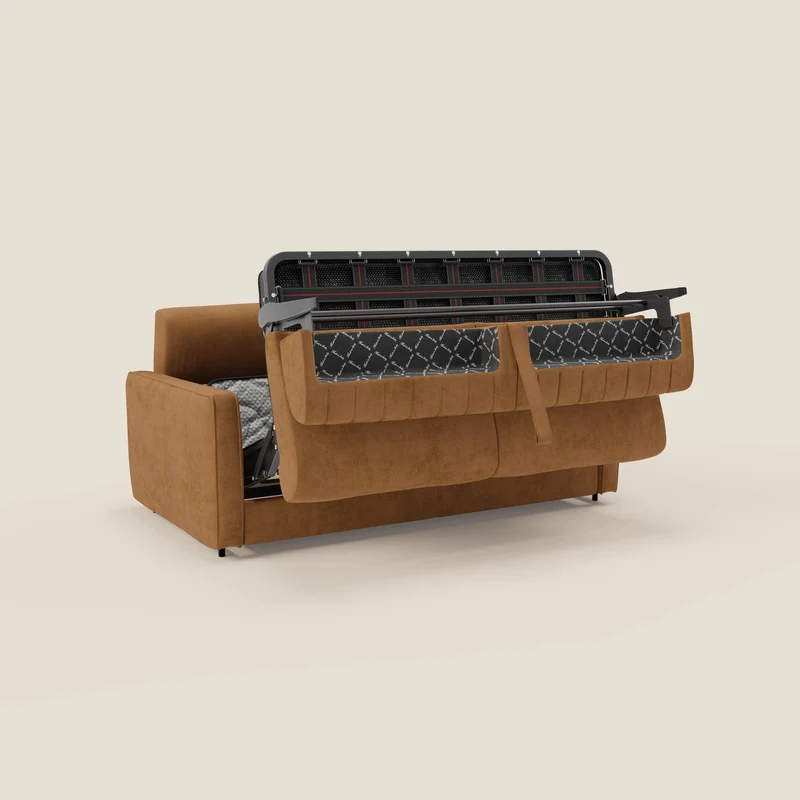 Nivon Canapé convertible moderne avec têtière en tissu détachable à l'eau T25 jaune moutarde