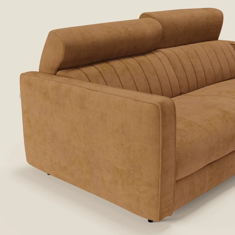 Nivon Canapé convertible moderne avec têtière en tissu détachable à l'eau T25 jaune moutarde
