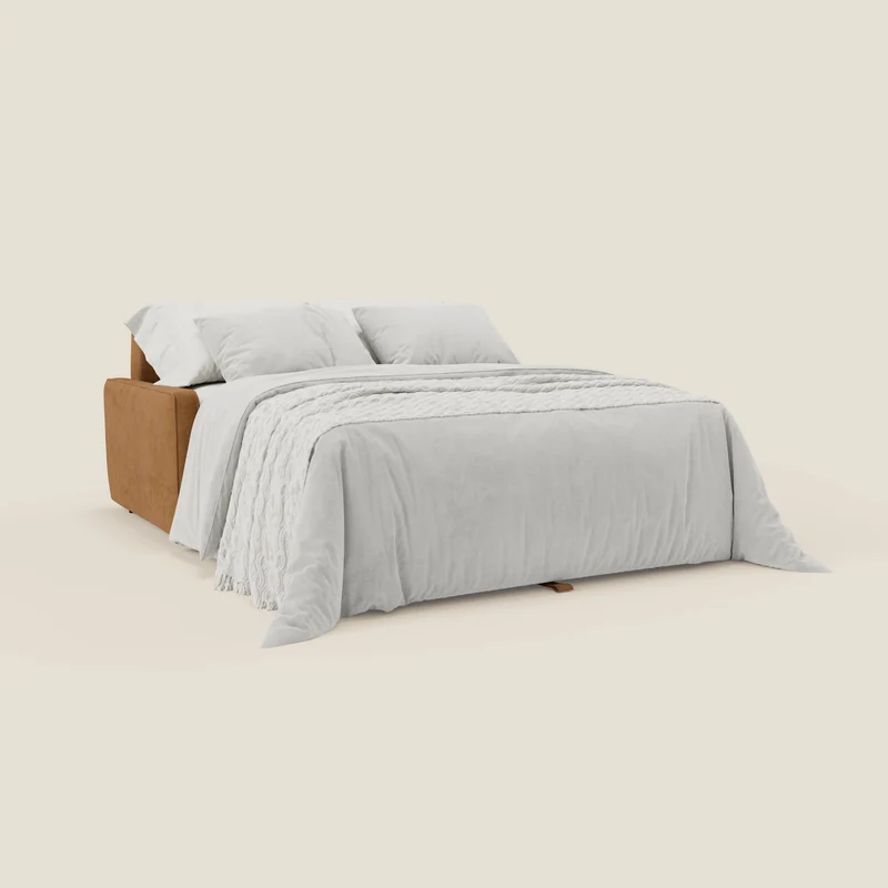Nivon Canapé convertible moderne avec têtière en tissu détachable à l'eau T25 jaune moutarde