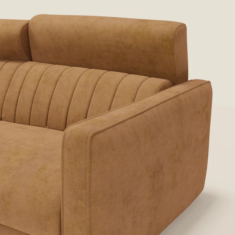 Nivon Canapé convertible moderne avec têtière en tissu détachable à l'eau T25 jaune moutarde