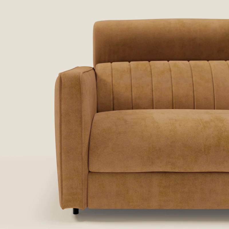 Nivon Canapé convertible moderne avec têtière en tissu détachable à l'eau T25 jaune moutarde