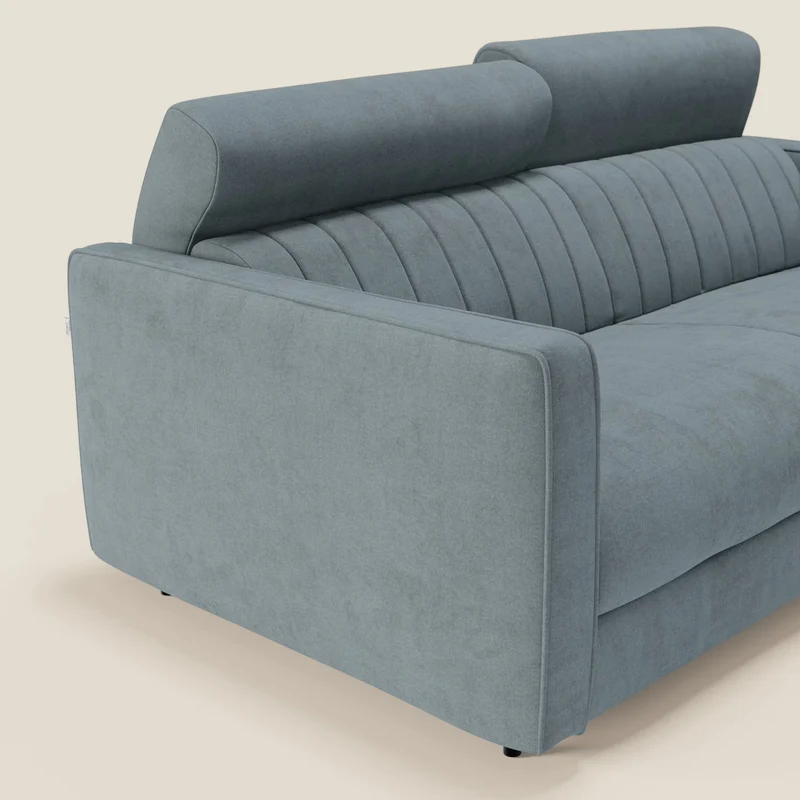 Nivon Canapé convertible moderne avec têtière en tissu détachable à l'eau T25 bleu pastel