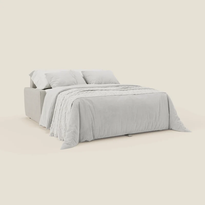 Nivon Canapé convertible moderne avec têtière en tissu détachable à l'eau T25 crème