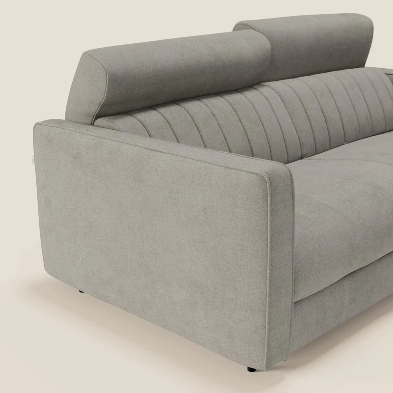 Nivon Canapé convertible moderne avec têtière en tissu détachable à l'eau T25 taupe