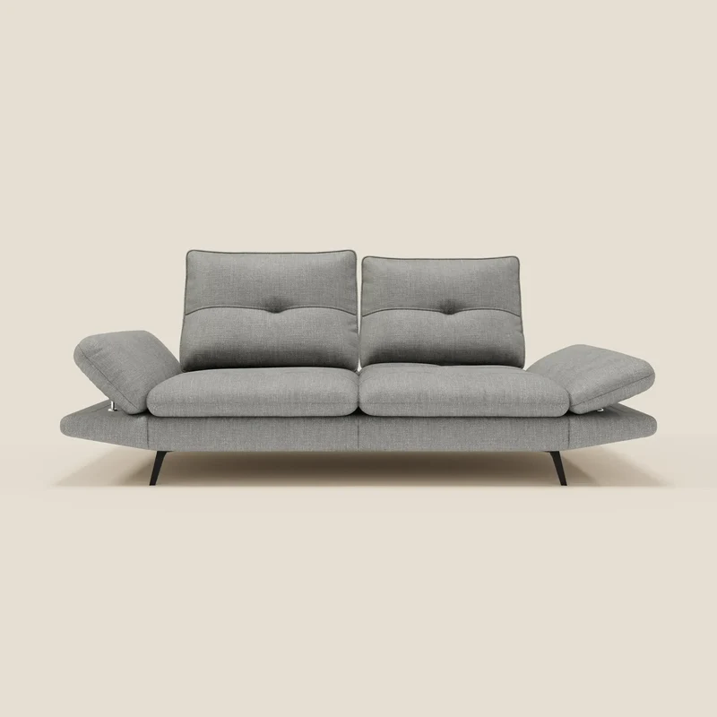 Ardex Canapé 3 places avec dossiers coulissants et accoudoir réglables en tissu doux imperméable T06 gris