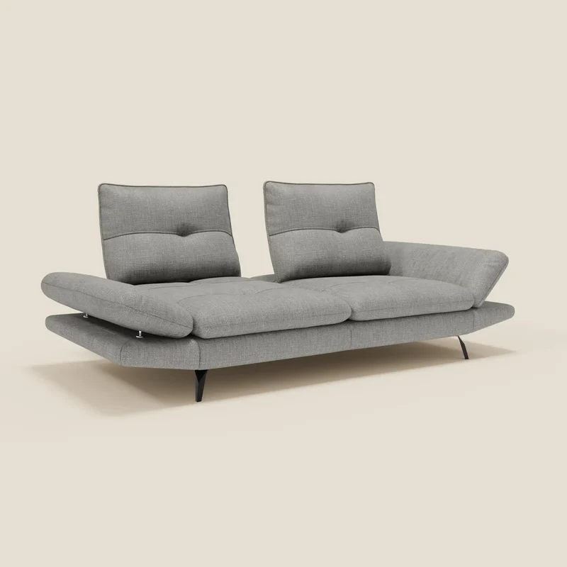 Ardex Canapé 3 places avec dossiers coulissants et accoudoir réglables en tissu doux imperméable T06 gris