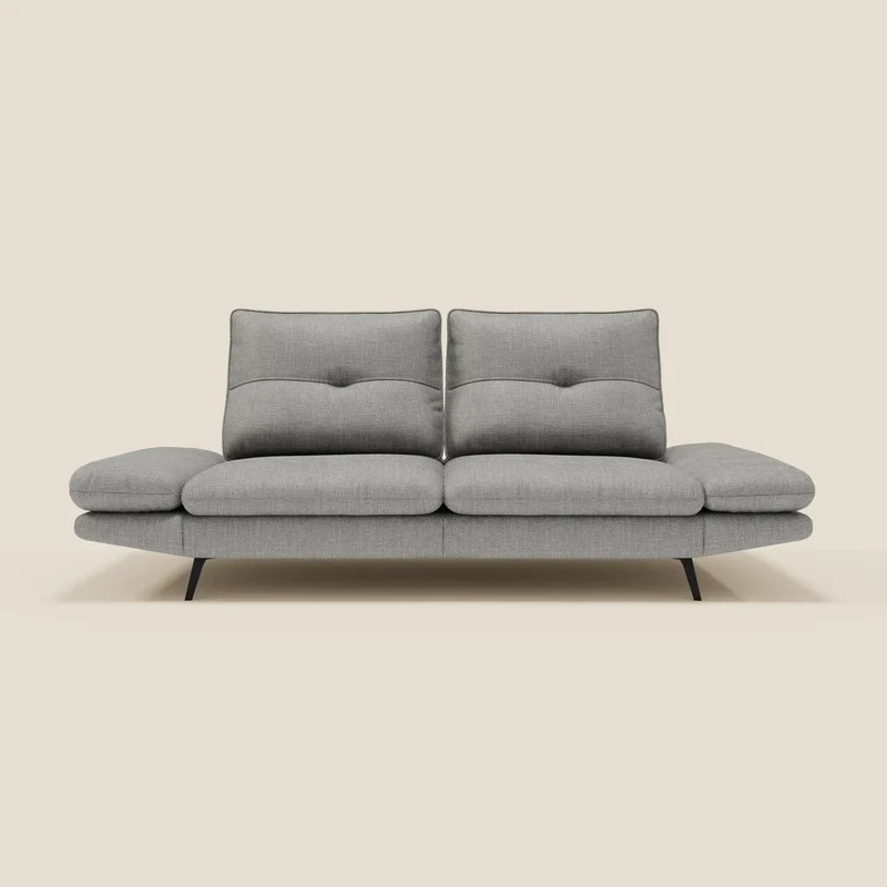 Ardex Canapé 3 places avec dossiers coulissants et accoudoir réglables en tissu doux imperméable T06 gris