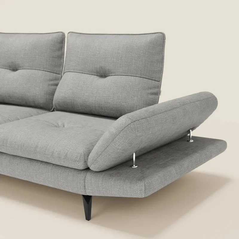 Ardex Canapé 3 places avec dossiers coulissants et accoudoir réglables en tissu doux imperméable T06 gris