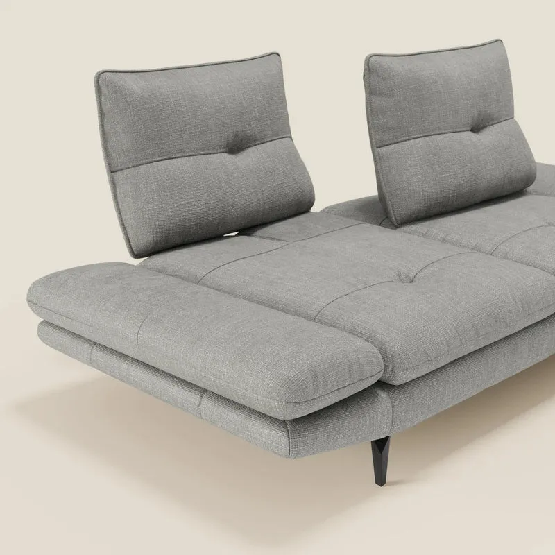 Ardex Canapé 3 places avec dossiers coulissants et accoudoir réglables en tissu doux imperméable T06 gris