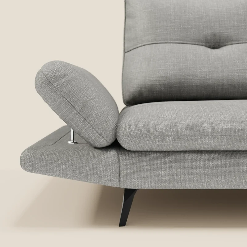 Ardex Canapé 3 places avec dossiers coulissants et accoudoir réglables en tissu doux imperméable T06 gris