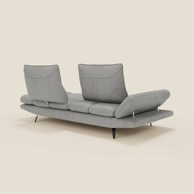 Ardex Canapé 3 places avec dossiers coulissants et accoudoir réglables en tissu doux imperméable T06 gris