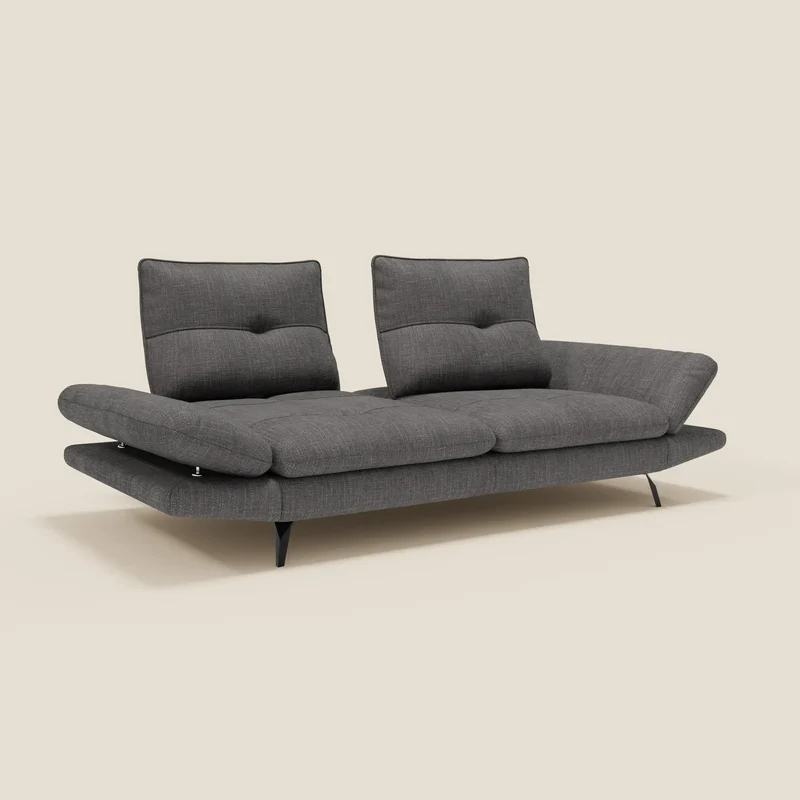 Ardex Canapé 3 places avec dossiers coulissants et accoudoir réglables en tissu doux imperméable T06 anthracite