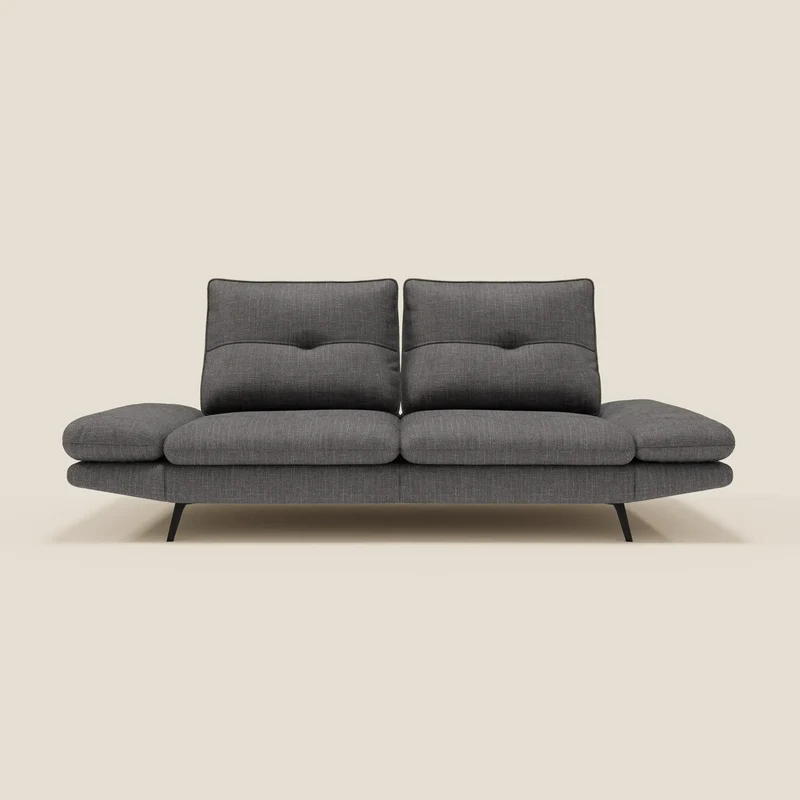 Ardex Canapé 3 places avec dossiers coulissants et accoudoir réglables en tissu doux imperméable T06 anthracite