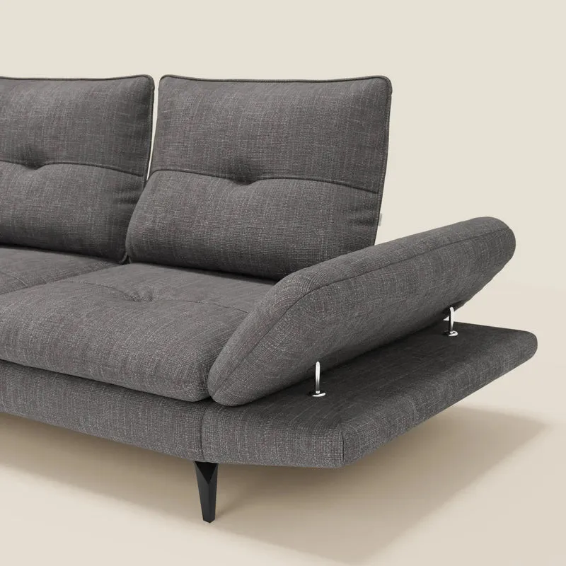 Ardex Canapé 3 places avec dossiers coulissants et accoudoir réglables en tissu doux imperméable T06 anthracite