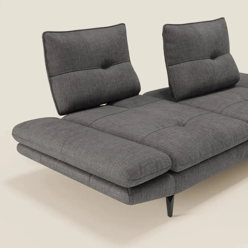 Ardex Canapé 3 places avec dossiers coulissants et accoudoir réglables en tissu doux imperméable T06 anthracite
